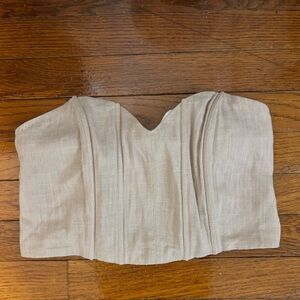 Aakaa Textured Tube Bustier in Beige